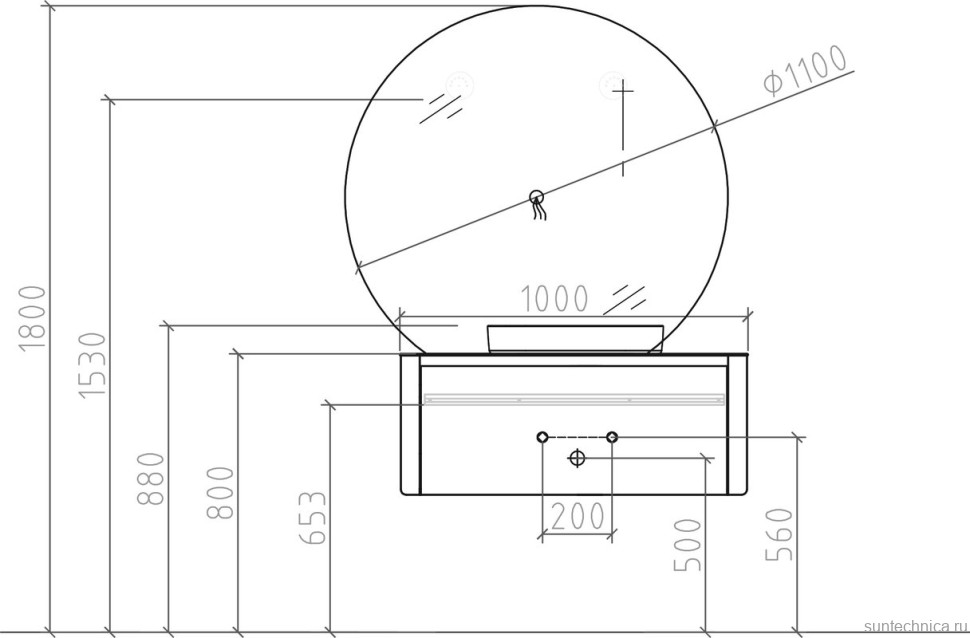 Зеркало круглое Black&White 915.1000MR0 с подсветкой