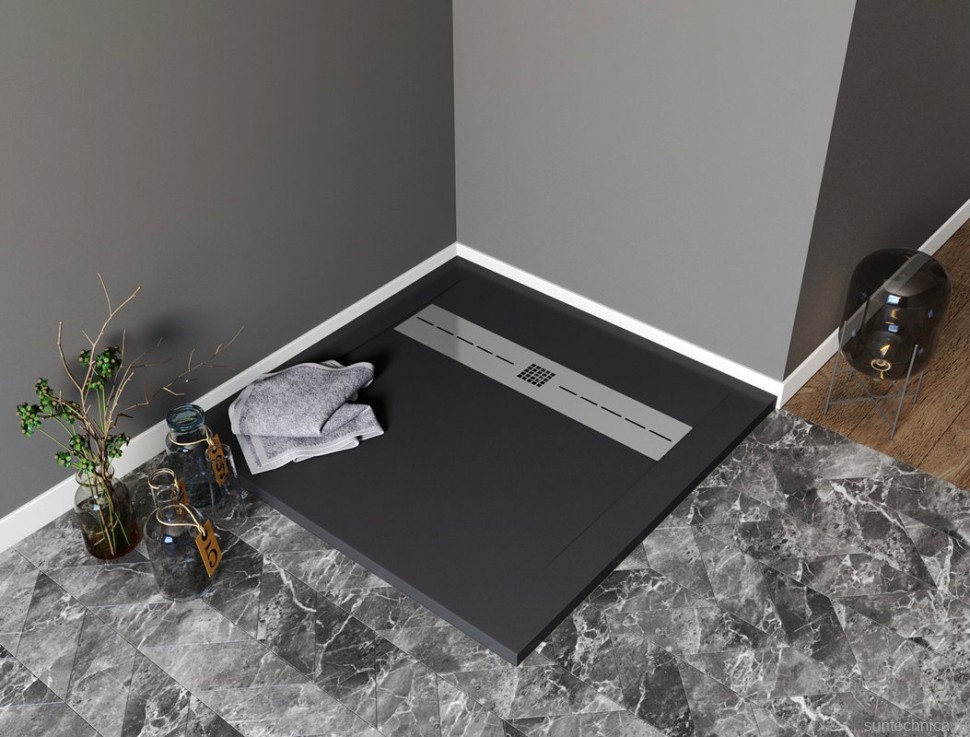Поддон для душа Aquanet Delight NEW 007B 90x90 черный камень, с сифоном