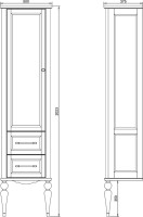 Шкаф пенал для ванной ValenHouse Эстетика L, белый, ручки хром