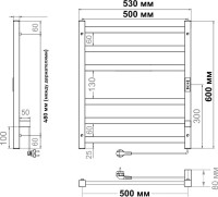Полотенцесушитель электрический Indigo Oktava Slim 3 LСLOKS3E60-50MGRt серый