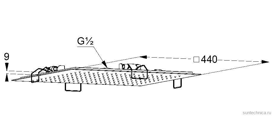 Верхний душ Kludi Asana 69410N5-00 встраиваемый в потолок, брашированный никель