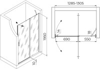 Душевая дверь в нишу RGW Leipzig LE-004 1300х1950 профиль хром, стекло прозрачное