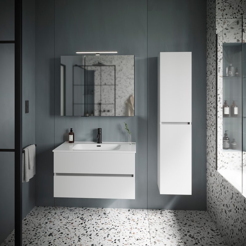 Тумба с раковиной Sancos Urban 90 см белый глянец