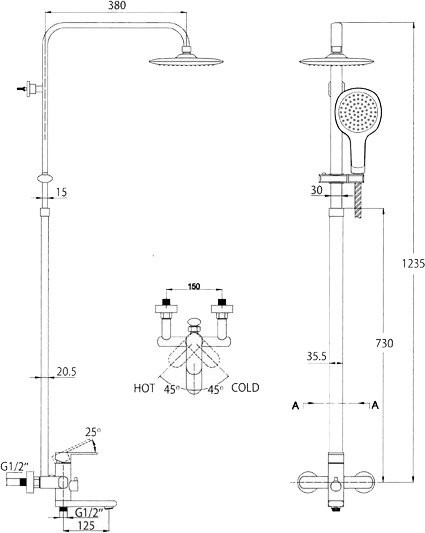 Душевая стойка Kaiser Arena 36182
