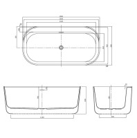 Ванна акриловая Azario Winchester 1690х860х600 свободностоящая, с сифоном и металлической рамой WIN17085