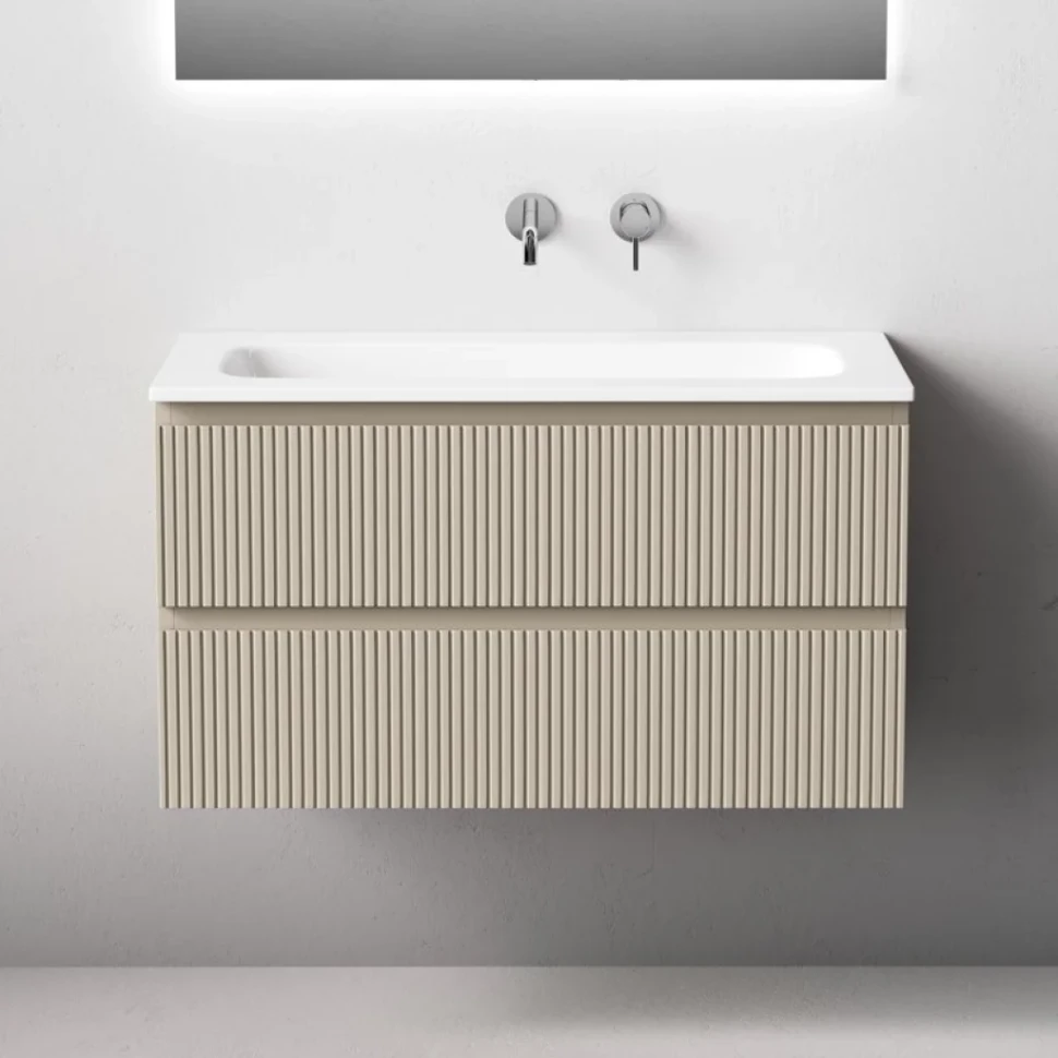Тумба с раковиной Sancos Snob T 90 подвесная, beige soft, раковина СN7019wx