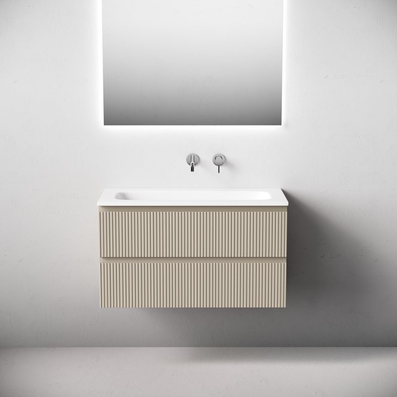 Тумба с раковиной Sancos Snob T 90 подвесная, beige soft, раковина СN7019wx