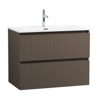 Мебель для ванной комнаты BelBagno Uno 80 подвесная, 2 ящика, матовая бежевая