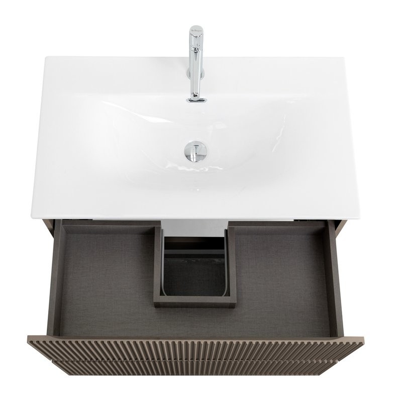 Мебель для ванной комнаты BelBagno Uno 80 подвесная, 2 ящика, матовая бежевая