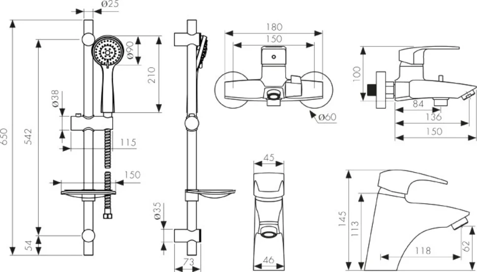 Комплект для ванной Kaiser Guss 6800К хром