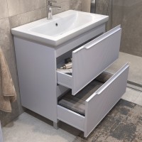 Тумба с раковиной Vigo Neo 80 напольная, 2 ящика, матовая белая