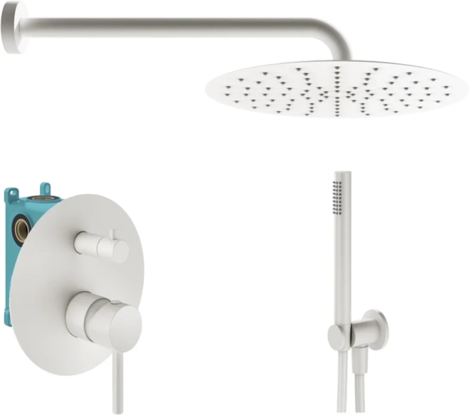 Душевой комплект Plumberia Selection Ixo KITXO18BO С ВНУТРЕННЕЙ ЧАСТЬЮ, белый матовый