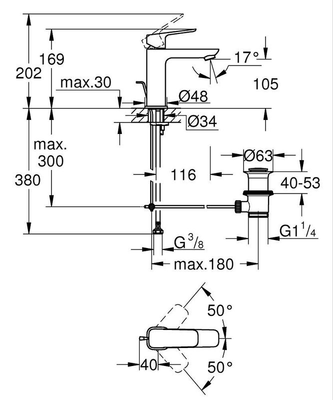 1017490000 GROHE Cubeo Смеситель для раковины цвет: хром