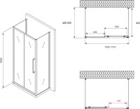 Душевой уголок Abber Schwarzer Diamant AG30110H-S50-S50 110x50, профиль хром, стекло прозрачное