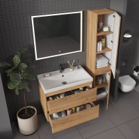 Мебель для ванной комнаты SanStar Riana 80 подвесная, дуб крафт золотой, раковина Fest 80