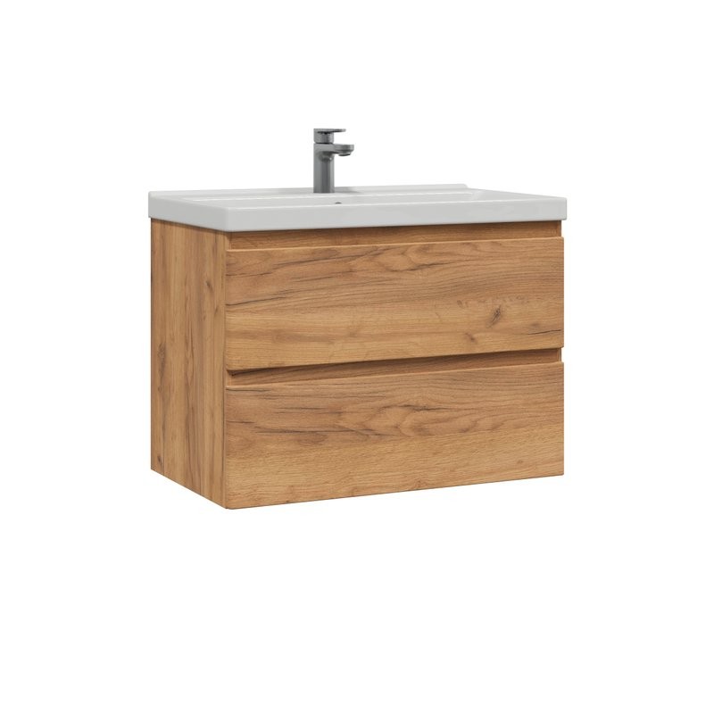 Мебель для ванной комнаты SanStar Riana 80 подвесная, дуб крафт золотой, раковина Fest 80