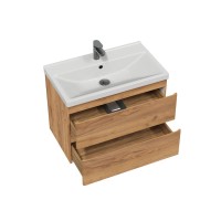 Мебель для ванной комнаты SanStar Riana 80 подвесная, дуб крафт золотой, раковина Fest 80