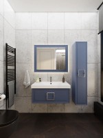 Мебель для ванной комнаты La Fenice Cubo 80 синяя, ручка хром