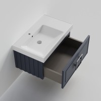 Мебель для ванной комнаты La Fenice Cubo 80 синяя, ручка хром