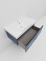 Мебель для ванной комнаты La Fenice Cubo 80 синяя, ручка хром
