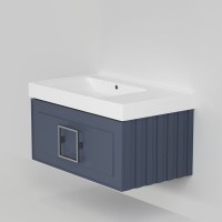 Мебель для ванной комнаты La Fenice Cubo 80 синяя, ручка хром