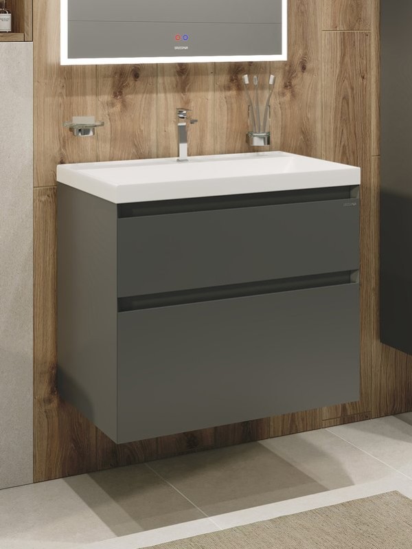Тумба под раковину без столешницы Grossman Меркадо 60 подвесная, матовый графит