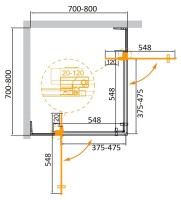 Душевой уголок Cezares Slider A 2 70/80 BR BORO профиль брашированное золото, стекло бронза