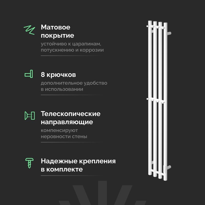Полотенцесушитель электрический EWRIKA Пенелопа X4 140, белый