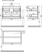 Тумба под раковину Sancos Marmi 2.0 80 дуб чарльстон