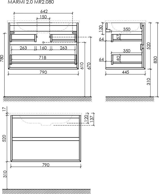 Тумба под раковину Sancos Marmi 2.0 80 дуб чарльстон