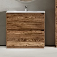 Тумба с раковиной Sancos Libra Floor 90 дуб чарльстон, белая раковина CN7002