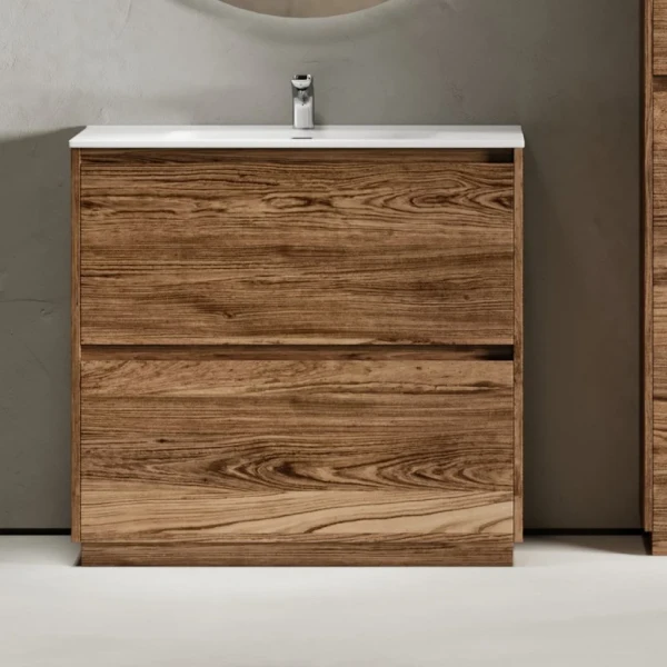 Тумба с раковиной Sancos Libra Floor 90 дуб чарльстон, белая раковина CN7002