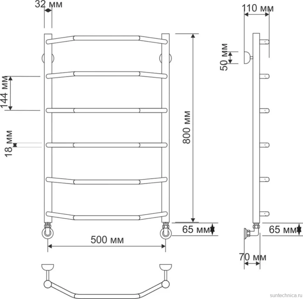 Полотенцесушитель водяной Secado Агата 1 85x55 см, бронза, лесенка, латунь