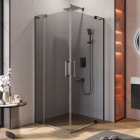 Душевой уголок Cezares Slider AH 2 70/80-80/90 GRIGIO GM профиль оружейная сталь, стекло серое