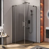 Душевой уголок Cezares Slider AH 2 70/80-80/90 GRIGIO GM профиль оружейная сталь, стекло серое