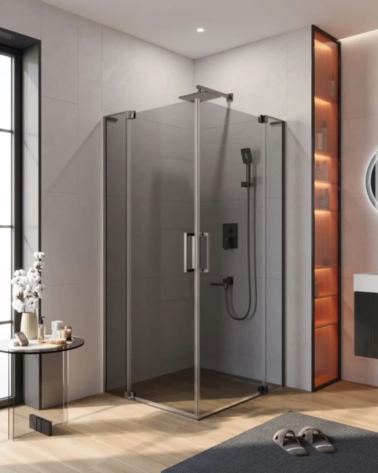 Душевой уголок Cezares Slider AH 2 70/80-80/90 GRIGIO GM профиль оружейная сталь, стекло серое