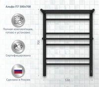 Полотенцесушитель электрический AQUATEK Альфа П7 50x70 черный муар Полотенцесушитель электрический AQUATEK Альфа П7 50x70 черный муар