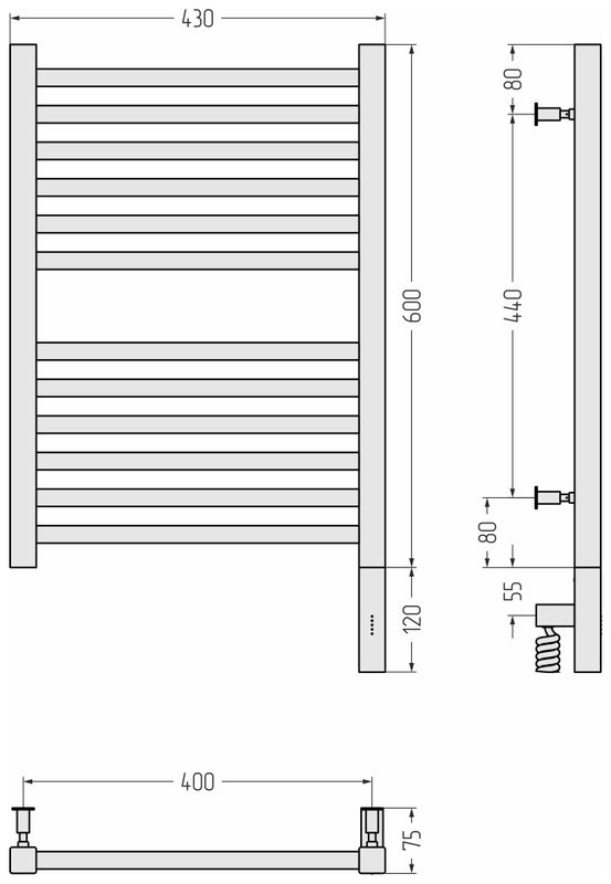 Полотенцесушитель электрический Сунержа Модус 3.0 60х40 черный матовый, R