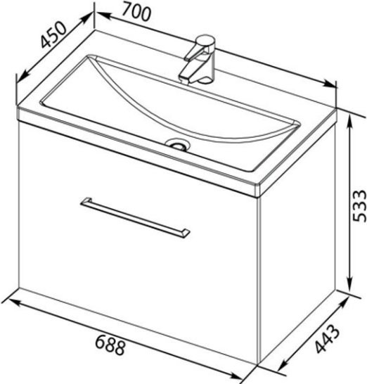 Тумба с раковиной Aquanet Порто 70 белая