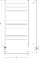 Полотенцесушитель электрический Secado Корато 3 105x55 см, подключение слева, матовый черный, лесенка