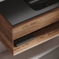 Мебель для ванной комнаты Sancos Marmi 1.0 100 R черная раковина, дуб чарльстон