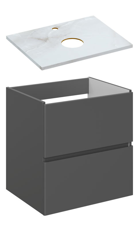 Тумба под раковину со столешницей STWORKI Колдинг 60 антрацит, сатиновая светло-серая