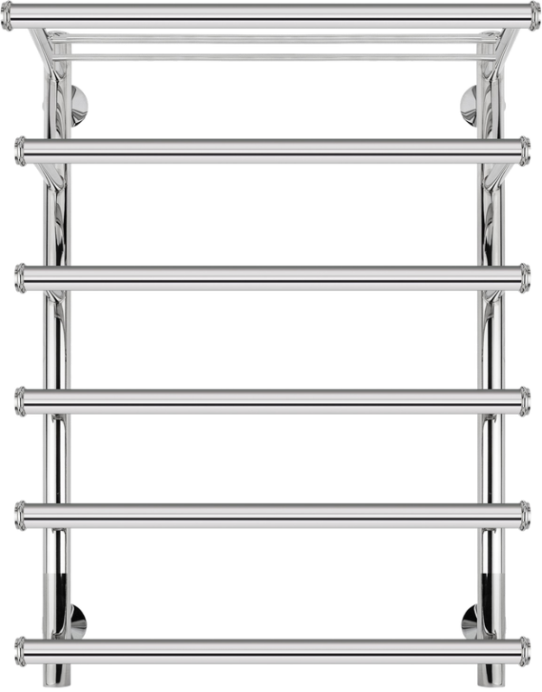 Полотенцесушитель электрический Secado Турин 6 85x55 см, подключение справа, глянцевый хром, лесенка, с полкой