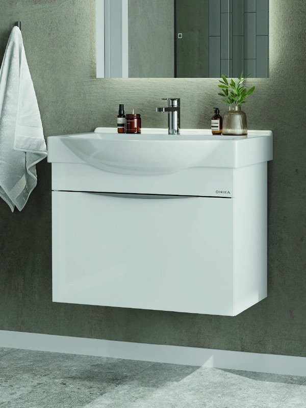 Тумба под раковину без столешницы Onika Навиа 80 подвесная, глянцевая белая