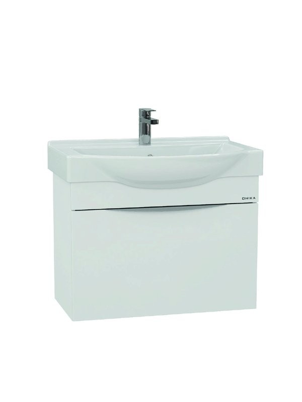 Тумба под раковину без столешницы Onika Навиа 80 подвесная, глянцевая белая