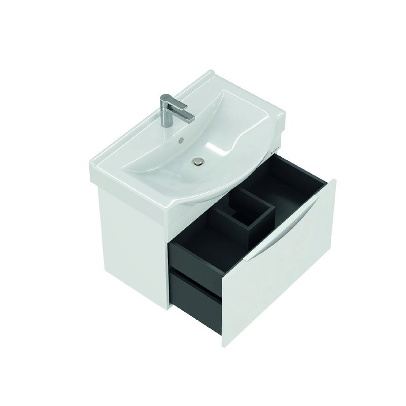 Тумба под раковину без столешницы Onika Навиа 80 подвесная, глянцевая белая