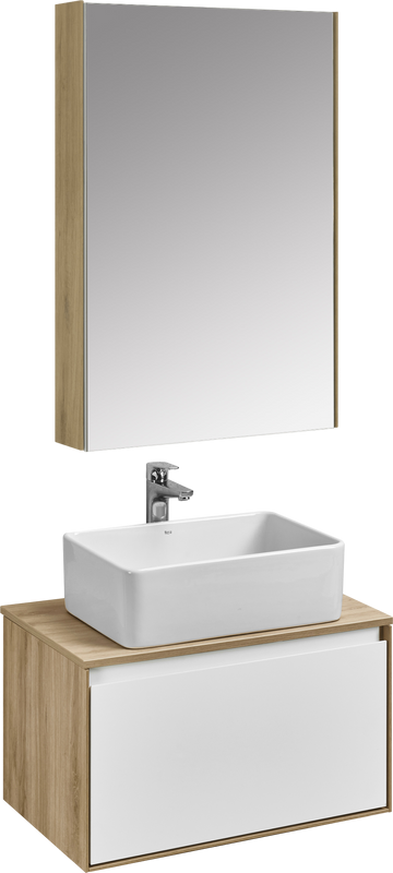 Мебель для ванной комнаты AQUATON Либерти 70 со столешницей дуб эльвезия, раковина Mila 35