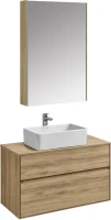 Мебель для ванной комнаты AQUATON Либерти 100 со столешницей дуб эльвезия, раковина Mila 35