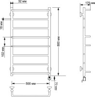 Полотенцесушитель электрический Secado Верона 1 85x55 см, подключение справа, бронза, лесенка, латунь