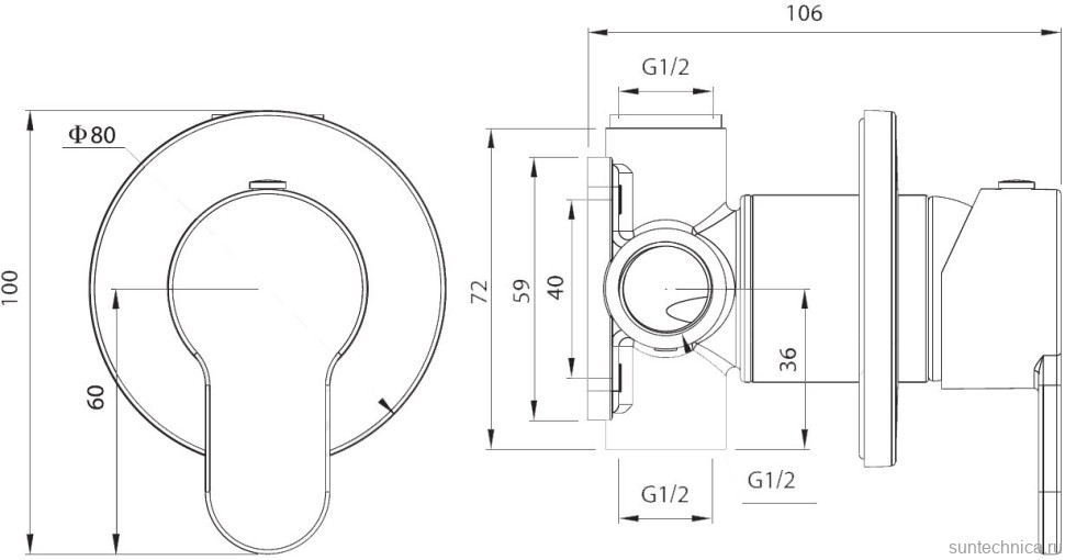 Встраиваемый смеситель для душа и ванны Elghansa Roundline Roundline 34R1183 С ВНУТРЕННЕЙ ЧАСТЬЮ